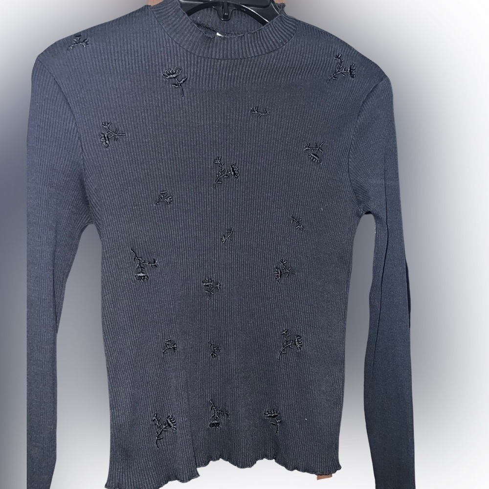 ZARA GIRLS Ribbed Flowers Turtle Neck 11-12 Girls - Picture 3 of 5